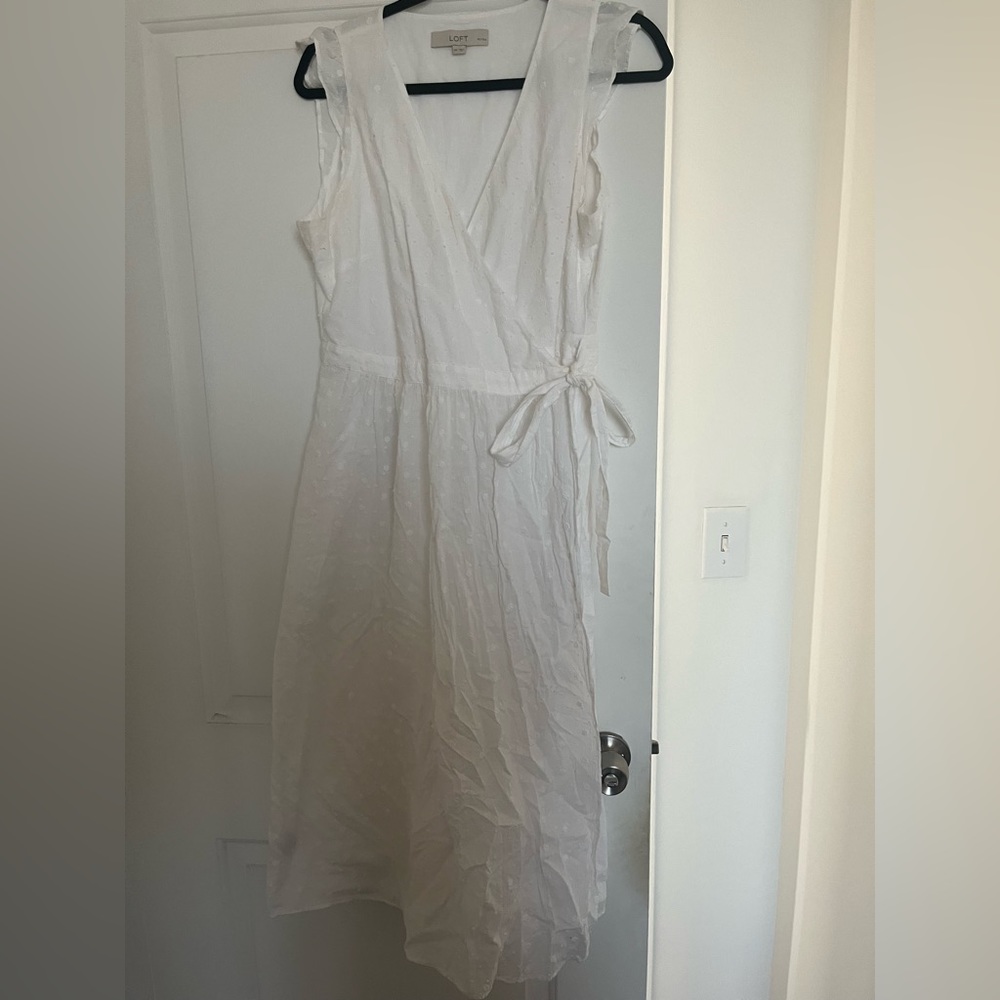 Loft white eyelet midi dress